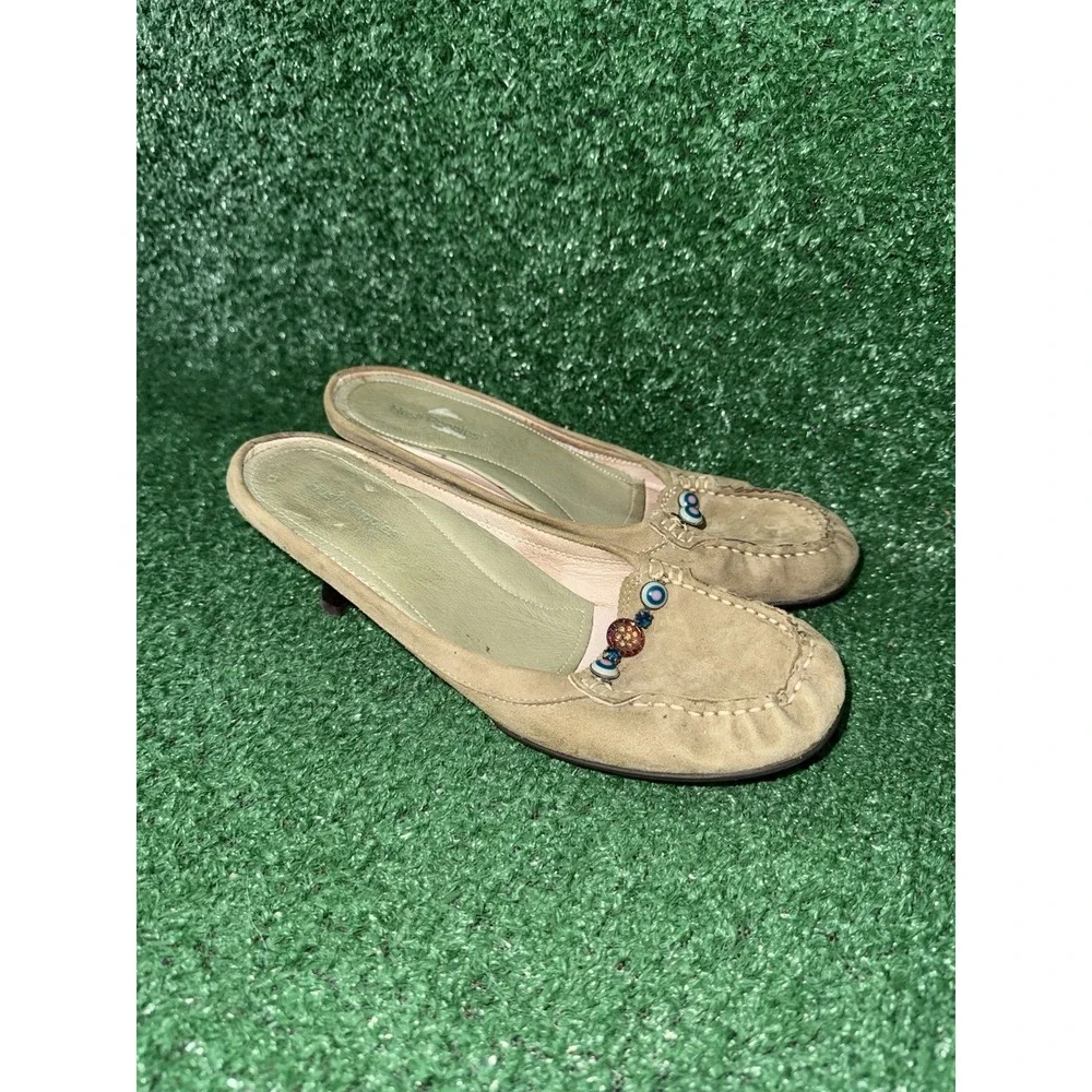 Hush Puppies Vintage Brown Leather Suede Low Heeled Shoes W/ Gems Women Size 7 M